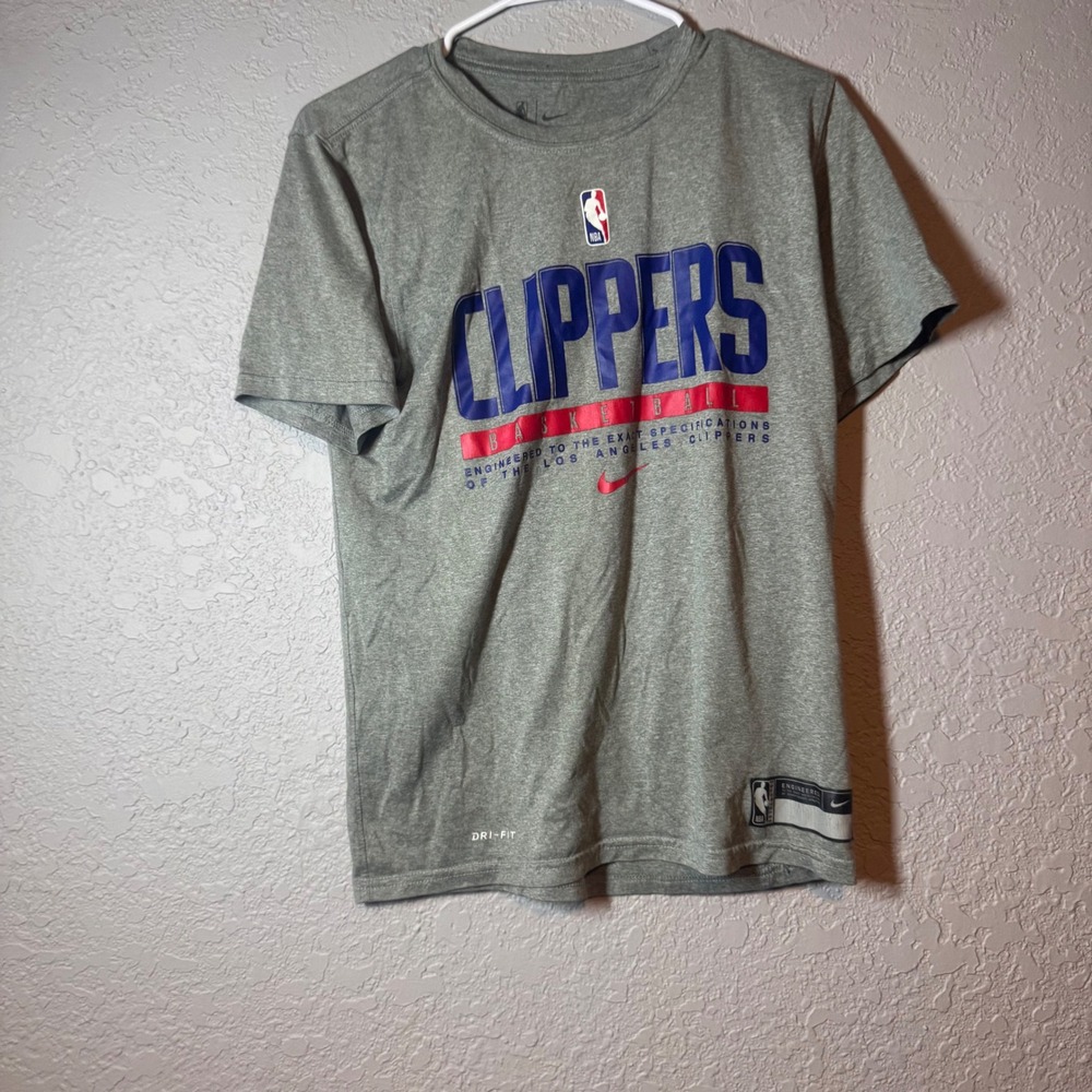 Nike Los Angeles Clippers Dri Fit Mens T Shirt Gray NBA Basketball Tee